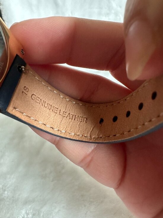 NWT! Fossil ES4158 Raquel Rectangular Watch With Navy Leather Strap In Rose Gold main image 8
